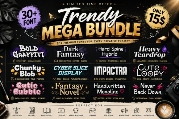 Upgrade Your Brand Identity with the Trendy Mega Bundle Typeface